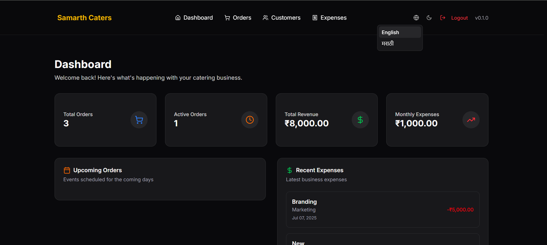 CRM System for Samarth Caters